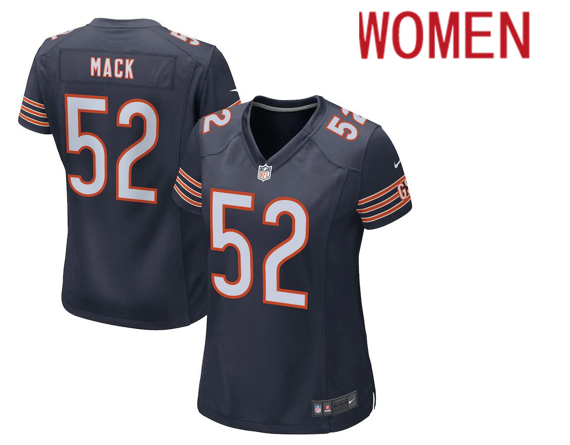 Women Chicago Bears #52 Khalil Mack Nike Navy Game Player NFL Jersey
